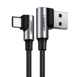 Angle cable USB to USB-C US176, 3A, 1m (black)