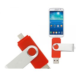 Stick de memorie cu USB 2.0 si micro USB, rosu