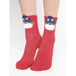 Socks with application monkey in a hat with red stars