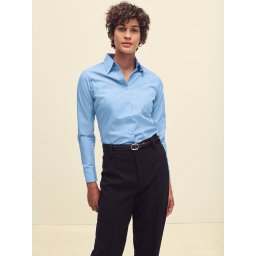 Blue women's poplin shirt classic Fruit Of The Loom