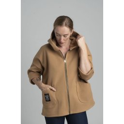Camel transitional light jacket with hood