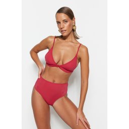 Set de bikini Trendyol Claret Red Triangle High Waist