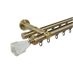 Galerie dublă Crystal Cone 25/19 mm aur antic – țeavă profil, prindere perete