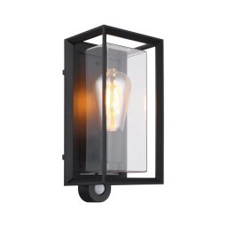 Aplică de exterior cu senzor Globo 31982SS LOGANA 1xE27/60W/230V IP44 negru