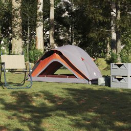 Cort de camping pentru 1 persoana, gri/portocaliu, impermeabil GartenMobel Dekor