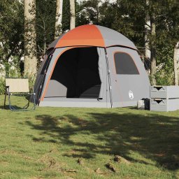 Cort familie Igloo pentru 6 persoane gri/portocaliu impermeabil GartenMobel Dekor