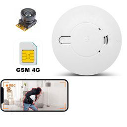 Senzor de Fum cu Camera Video si Microfon Spion HD GSM 4G/5G - Transmisie in Timp Real prin Internet Folosind Cartela SIM - Nu Necesita Router Wi-Fi - Senzor de Miscare - Aplicatie iOS/Android [Y8]