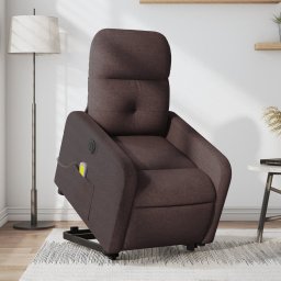 Fotoliu electric masaj rabatabil cu ridicare maro închis textil GartenMobel Dekor