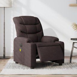 Fotoliu electric de masaj rabatabil, maro închis, textil GartenMobel Dekor