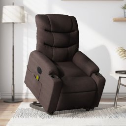 Fotoliu electric masaj rabatabil cu ridicare maro închis textil GartenMobel Dekor