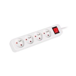 Prelungitor, Lanberg, 1,5m, 4x 230V, cablu CU, alb