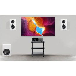 Sistem Stereo Lyngdorf TDAI-1120 + boxe de perete full-range FR-1 + Subwoofer BW-2, Alb