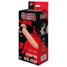 RealStuff Strap-On - dildou cu curele îngust, natural.