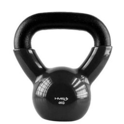 Greutate Kettlebell, Fonta/Vinil, 4kg, Negru