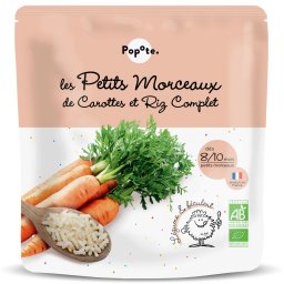 Mancare BIO(bucatele mici) cu 48% morcovi si orez brun, +8 10 luni Popote