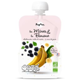 Piure BIO cu 51% mure si 43% banane, +4 6 luni Popote