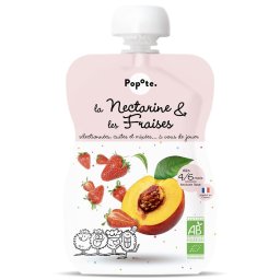 Piure BIO cu 85% nectarine si 15% capsuni, +4 6 luni Popote