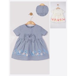 Rochita eleganta cu broderie pentru fetite, tongs baby (culoare: albastru, marime: 24-36 luni)