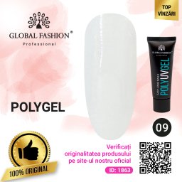 Polygel pentru constructie unghii, Global Fashion, 30 g, Transparent, 09
