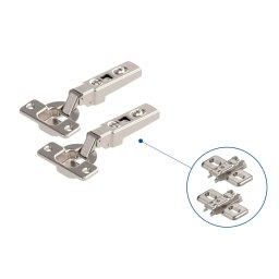 Pachet 2 balamale Blum pentru mobilier, placute incluse, montaj clip, fara amortizare pentru usa aplicata