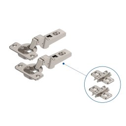 Pachet 2 balamale Blum pentru mobilier, placute incluse, montaj clip, fara amortizare pentru usa semiaplicata