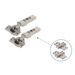 Pachet 2 balamale Blum pentru mobilier, placute incluse, montaj clip, cu amortizare Blumotion pentru usa aplicata