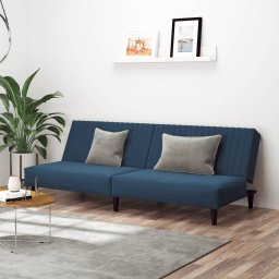 Canapea extensibila cu 2 locuri, albastru, catifea GartenMobel Dekor