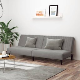 Canapea extensibila cu 2 locuri, gri deschis, catifea GartenMobel Dekor