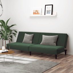 Canapea extensibila cu 2 locuri, verde închis, catifea GartenMobel Dekor