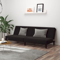 Canapea extensibila cu 2 locuri, negru, catifea GartenMobel Dekor