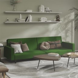 Canapea extensibila cu 2 locuri, verde închis, catifea GartenMobel Dekor