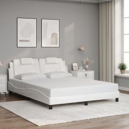 Cadru de pat cu tablie, alb, 160x200 cm, piele ecologica GartenMobel Dekor