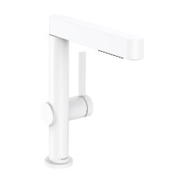Baterie lavoar, Hansgrohe, Finoris 230, cu pipa extractibila, cu ventil, alb mat