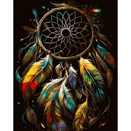 Set pictura pe numere, cu sasiu, Dreamcatcher - canvas negru, 40x50 cm