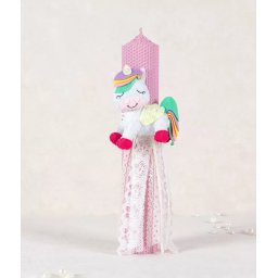 Lumanare de botez ceara naturala Unicorn