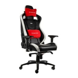 Scaun Gaming EPIC Real Leather Gaming Chair - black/white/red
