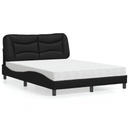 Pat cu saltea, negru, 140x200 cm, piele ecologica GartenMobel Dekor