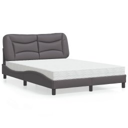 Pat cu saltea, gri, 140x200 cm, piele ecologica GartenMobel Dekor