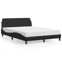 Pat cu saltea, negru, 120x200 cm, piele ecologica GartenMobel Dekor