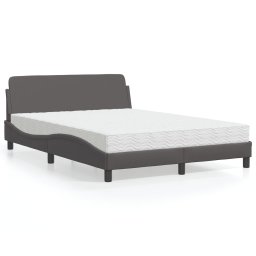 Pat cu saltea, gri, 140x200 cm, piele ecologica GartenMobel Dekor