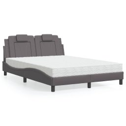 Pat cu saltea, gri, 140x200 cm, piele ecologica GartenMobel Dekor
