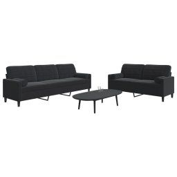Set de canapele cu perne/rulouri, 2 piese, negru, catifea GartenMobel Dekor