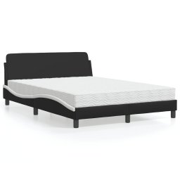 Pat cu saltea, negru si alb, 140x200 cm, piele ecologica GartenMobel Dekor