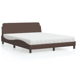 Pat cu saltea, maro, 160x200 cm, piele ecologica GartenMobel Dekor