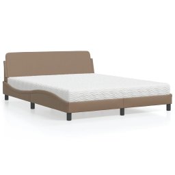 Pat cu saltea, cappuccino, 160x200cm piele ecologica GartenMobel Dekor