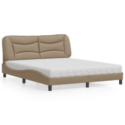 Pat cu saltea, cappuccino, 160x200cm piele ecologica GartenMobel Dekor