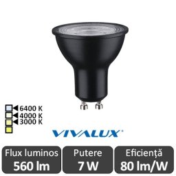 Bec Vivalux NERO LED SPOT GU10 7W 3000/4000K Negru