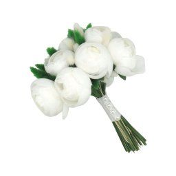 Buchet mireasa cu flori de matase, Bujori Albi - ALIF501021