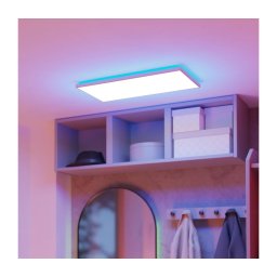 Plafonieră LED RGBW dimabilă de exterior Eglo 901477 ROVITO-Z 17,2W/230V 30x57 cm IP44 alb