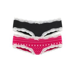 LASCANA Slip sângeriu / negru / alb